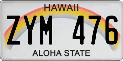 HI license plate ZYM476