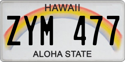 HI license plate ZYM477