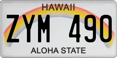 HI license plate ZYM490