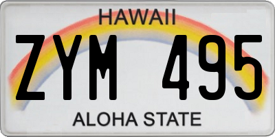 HI license plate ZYM495