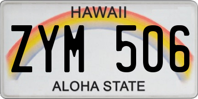 HI license plate ZYM506