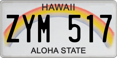 HI license plate ZYM517
