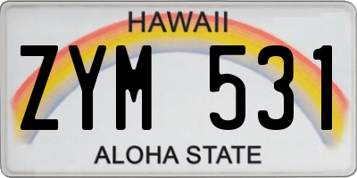 HI license plate ZYM531
