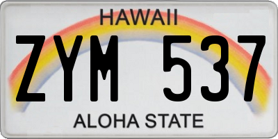 HI license plate ZYM537