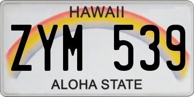 HI license plate ZYM539