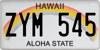 HI license plate ZYM545