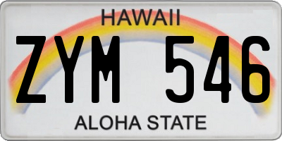 HI license plate ZYM546
