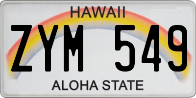 HI license plate ZYM549