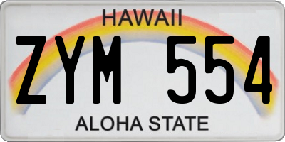 HI license plate ZYM554