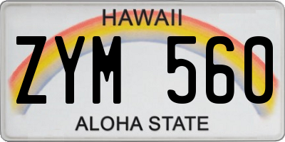 HI license plate ZYM560