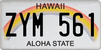 HI license plate ZYM561