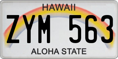 HI license plate ZYM563