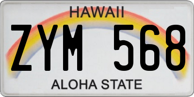 HI license plate ZYM568