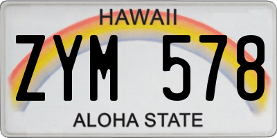 HI license plate ZYM578