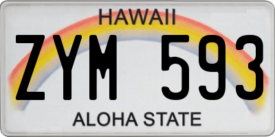 HI license plate ZYM593