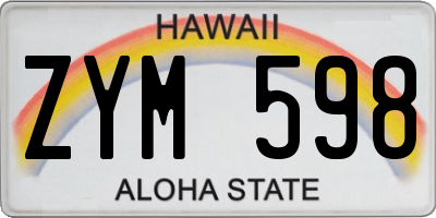 HI license plate ZYM598