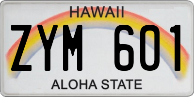 HI license plate ZYM601