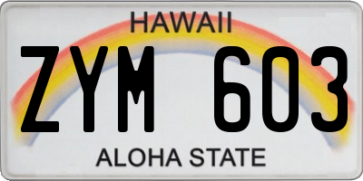 HI license plate ZYM603