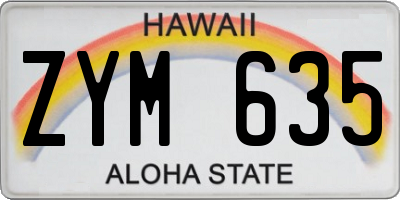 HI license plate ZYM635