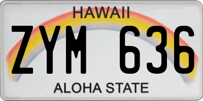 HI license plate ZYM636