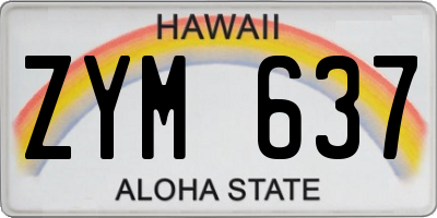 HI license plate ZYM637