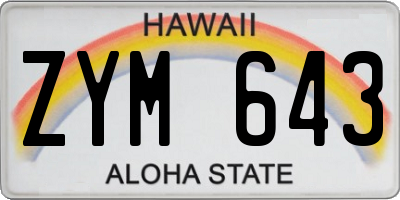 HI license plate ZYM643