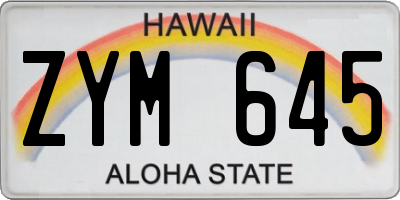 HI license plate ZYM645