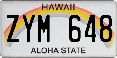 HI license plate ZYM648