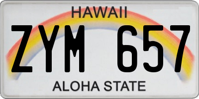 HI license plate ZYM657