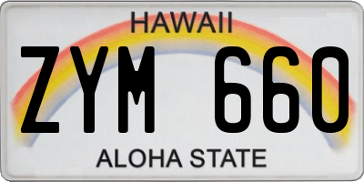 HI license plate ZYM660
