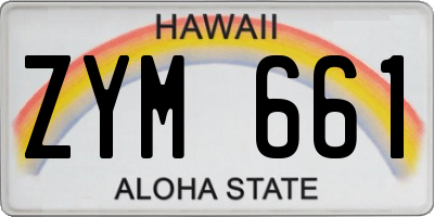 HI license plate ZYM661