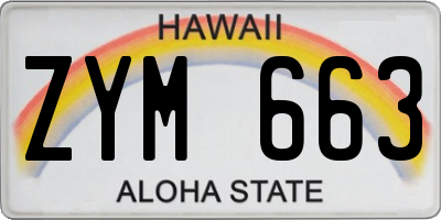 HI license plate ZYM663