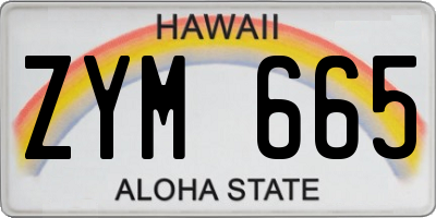 HI license plate ZYM665