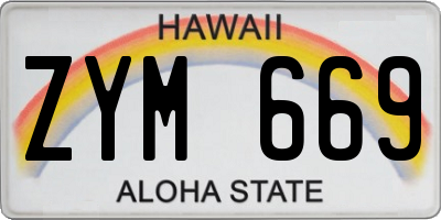 HI license plate ZYM669