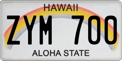 HI license plate ZYM700
