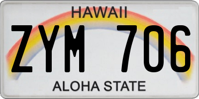HI license plate ZYM706