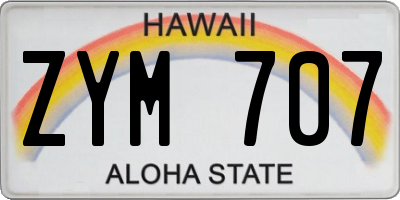 HI license plate ZYM707