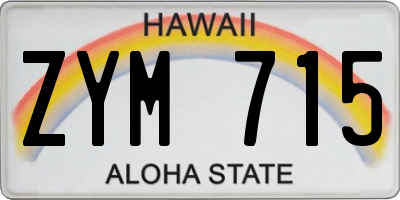 HI license plate ZYM715