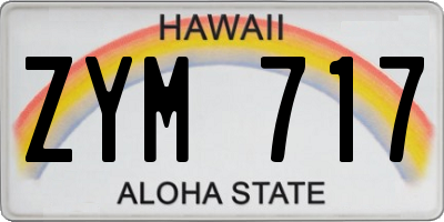 HI license plate ZYM717