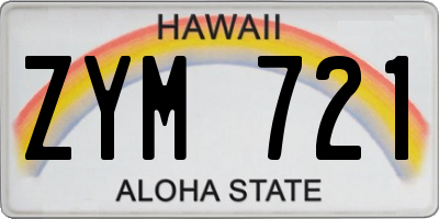 HI license plate ZYM721
