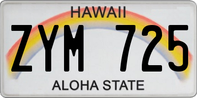 HI license plate ZYM725