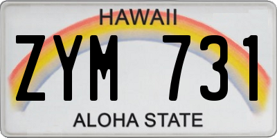 HI license plate ZYM731