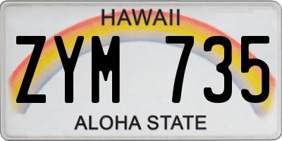 HI license plate ZYM735