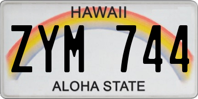 HI license plate ZYM744