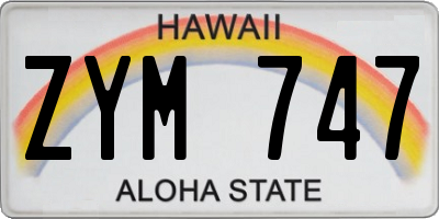 HI license plate ZYM747