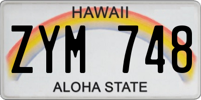 HI license plate ZYM748