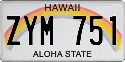 HI license plate ZYM751