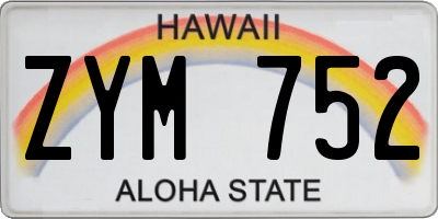 HI license plate ZYM752