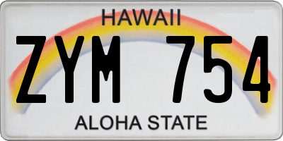 HI license plate ZYM754