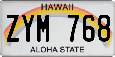 HI license plate ZYM768